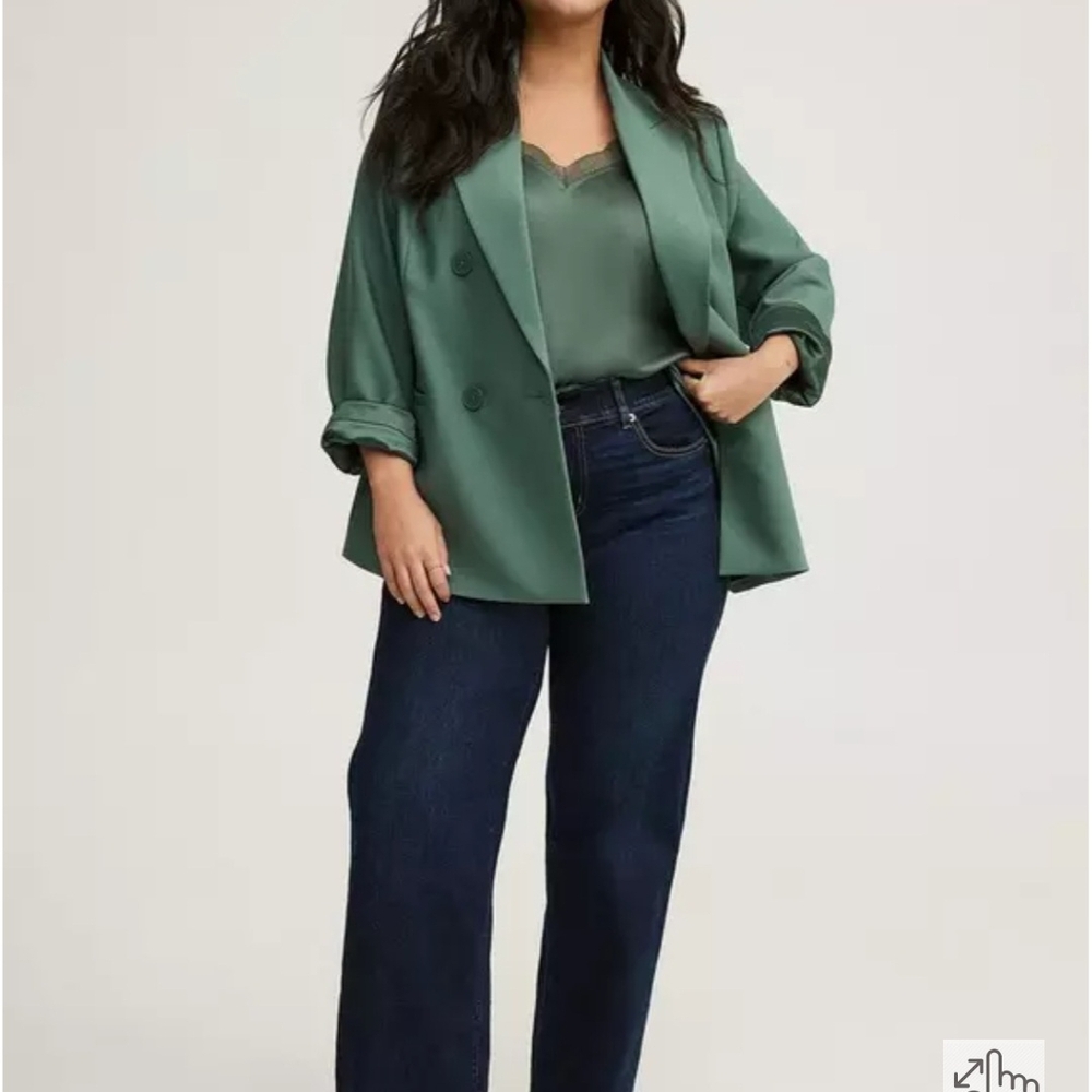 Studio Double-Breasted Teal Green Blazer - Picture 2 of 6